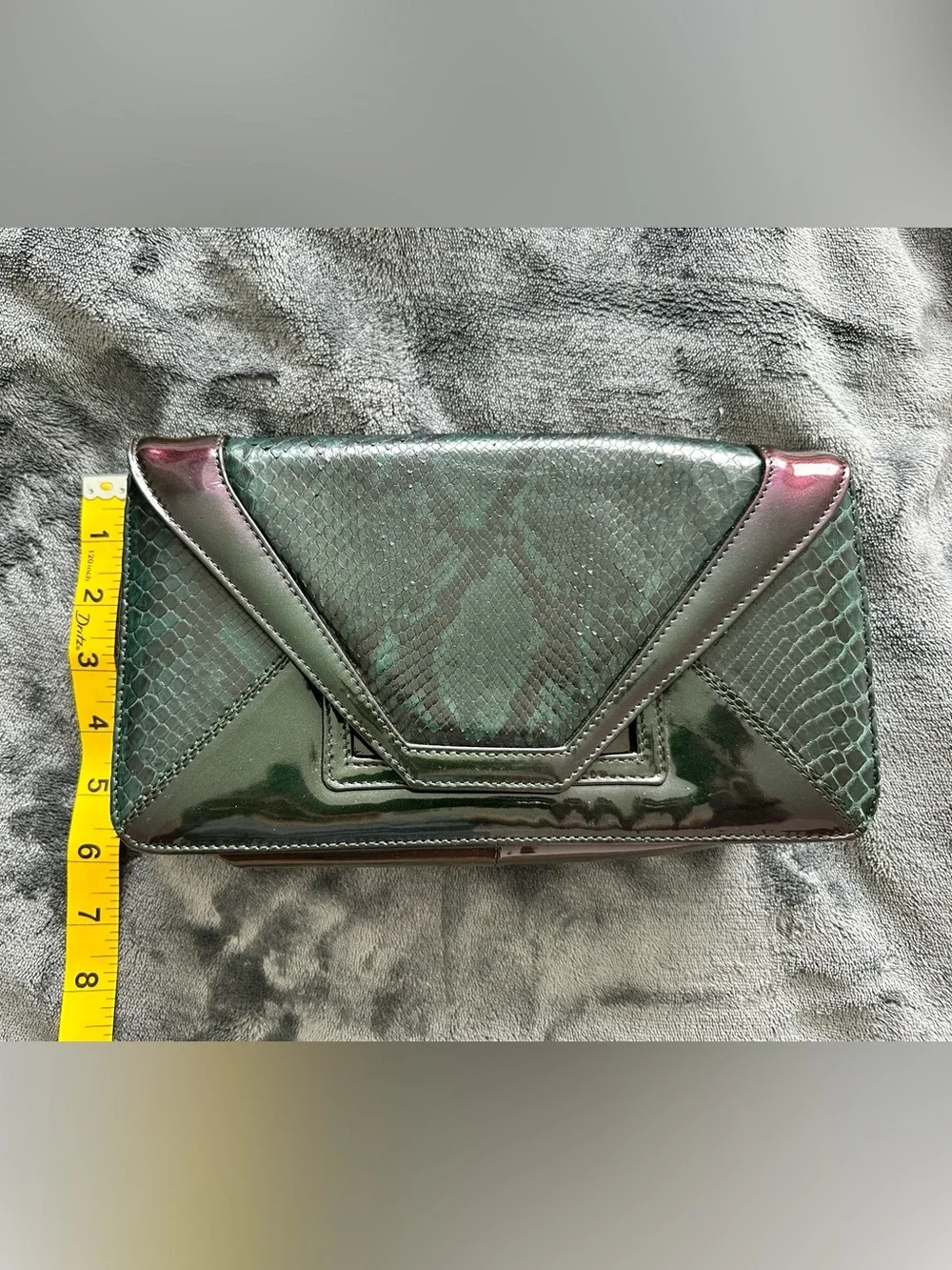 Pauric Sweeney Genuine Python Patent Leather Envelope Clutch Made in Italy